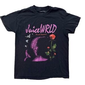 Juice WRLD Lucid Dreams Shirt Mens Medium Black Rose Graphic Rap Hip Hop Tee